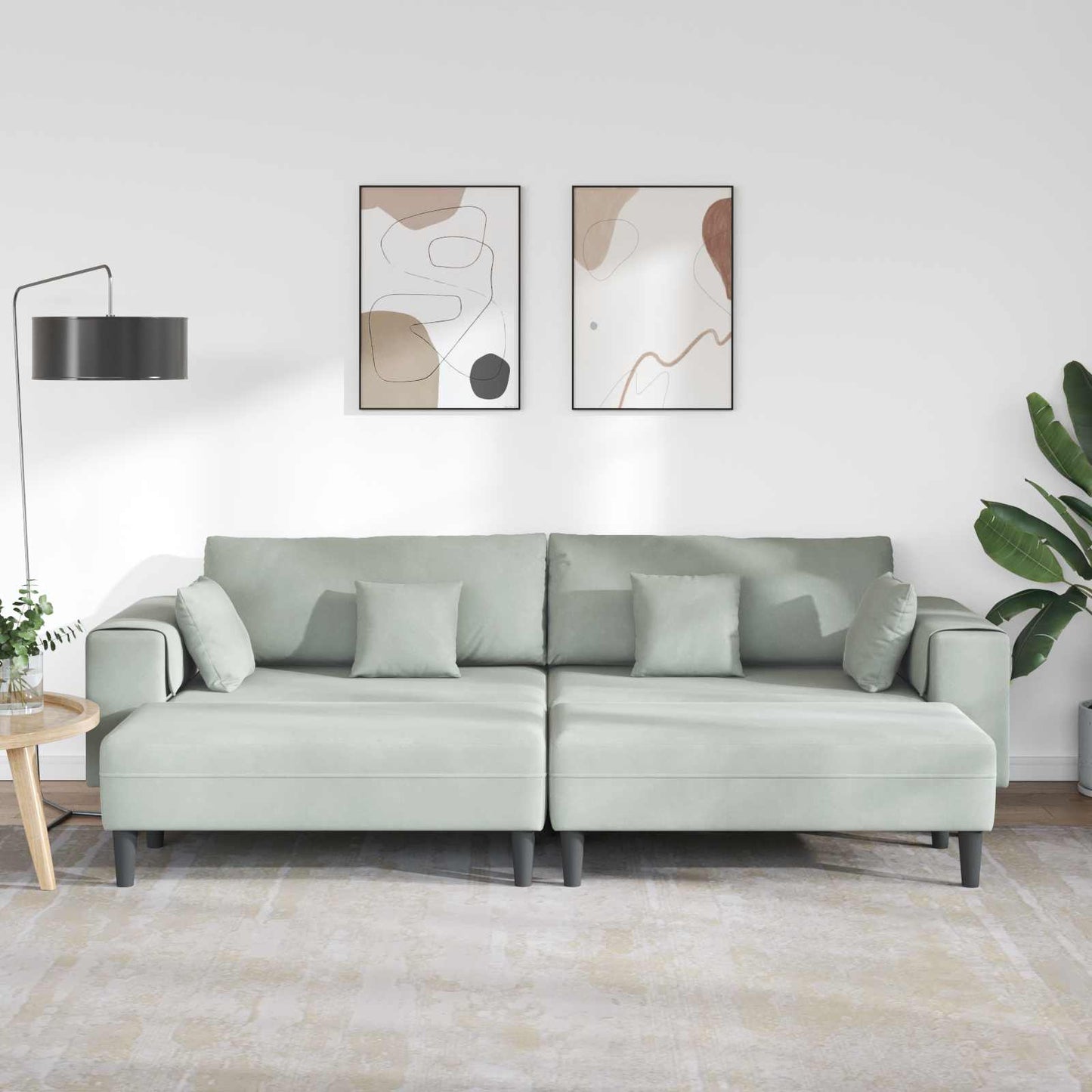 vidaXL Καναπές 3 pcs Ανοιχτό γκρι 250 x 188 x 76 εκ. Βελούδο