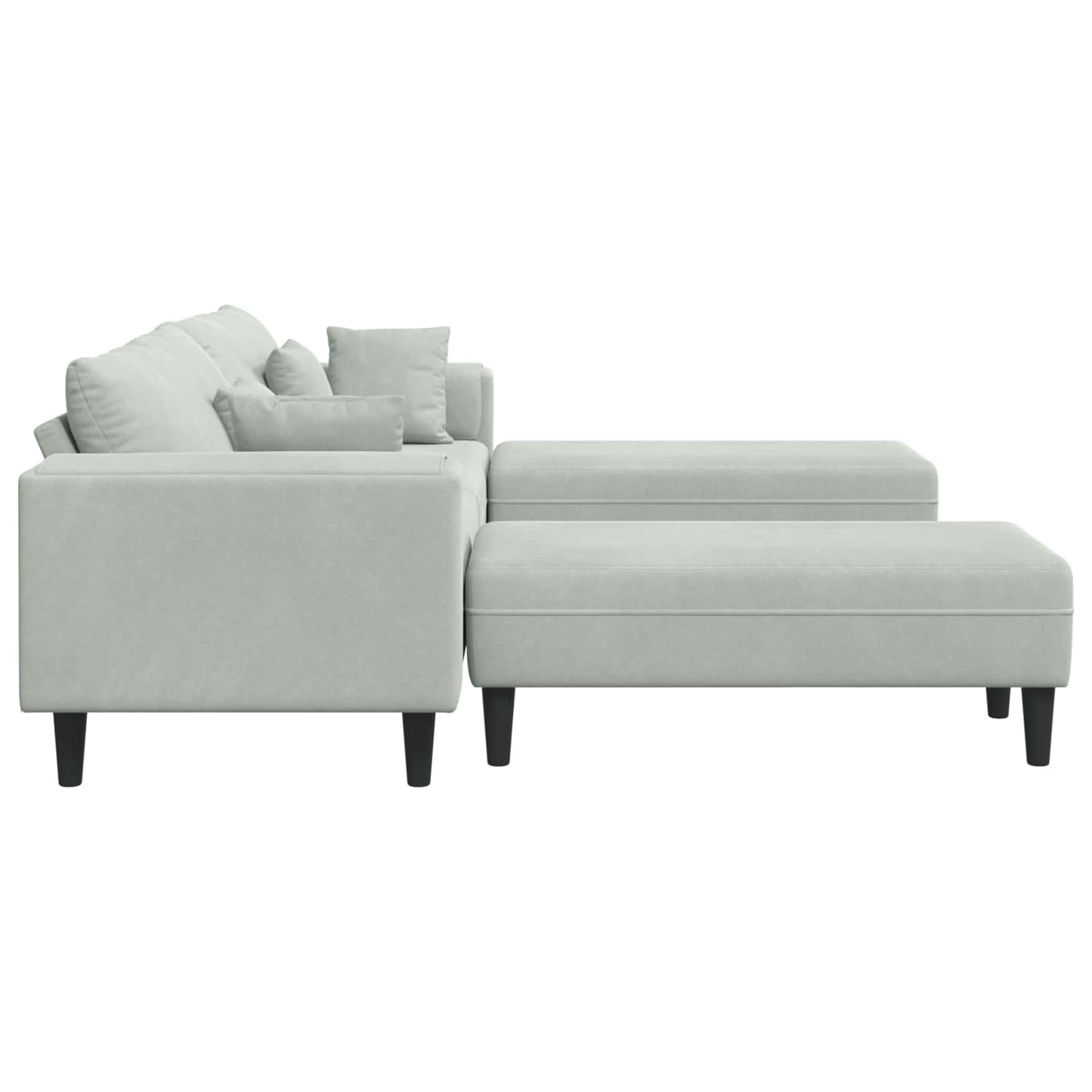 vidaXL Καναπές 3 pcs Ανοιχτό γκρι 250 x 188 x 76 εκ. Βελούδο