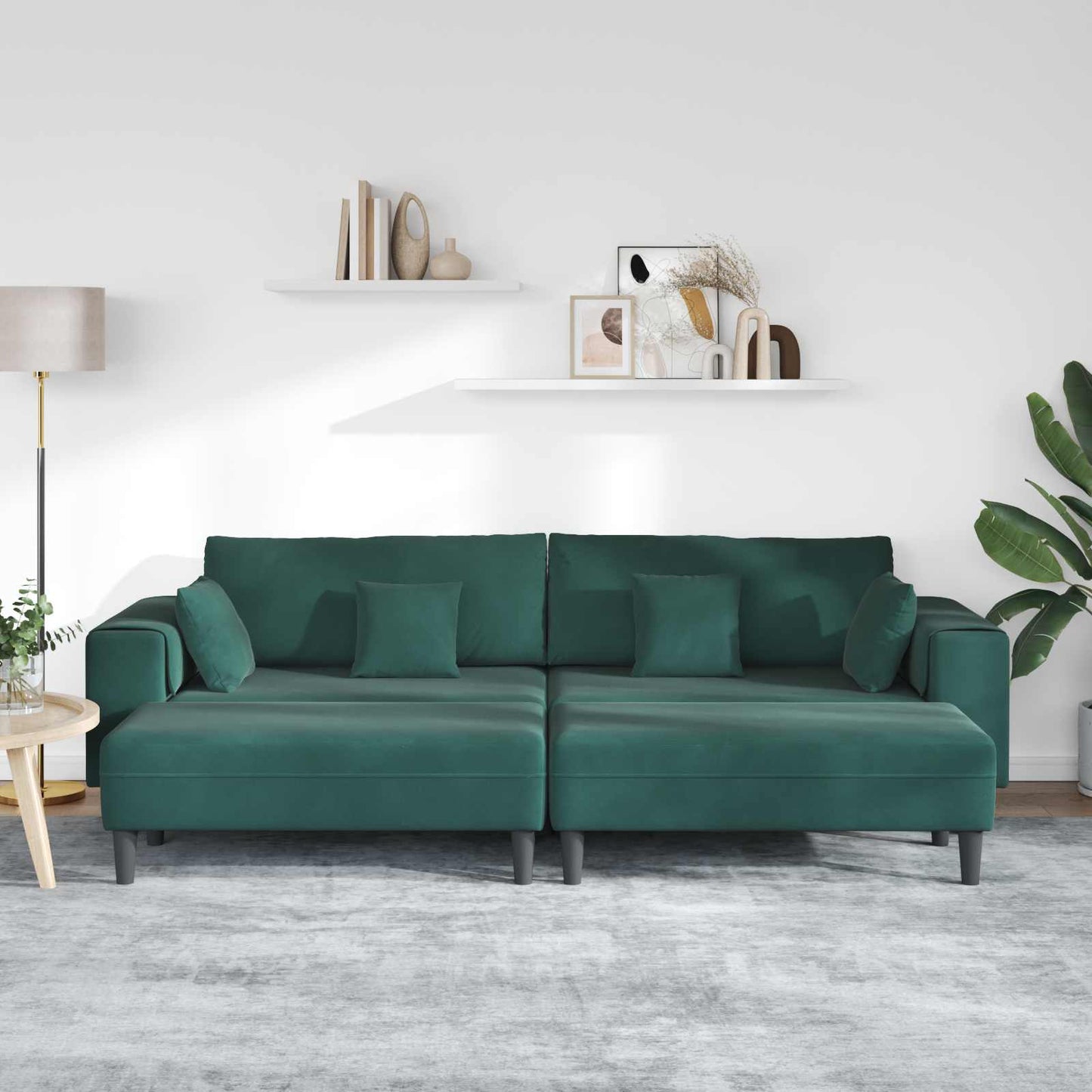 vidaXL Καναπές 3 pcs Σκούρο Πράσινο 250 x 188 x 76 εκ. Βελούδο