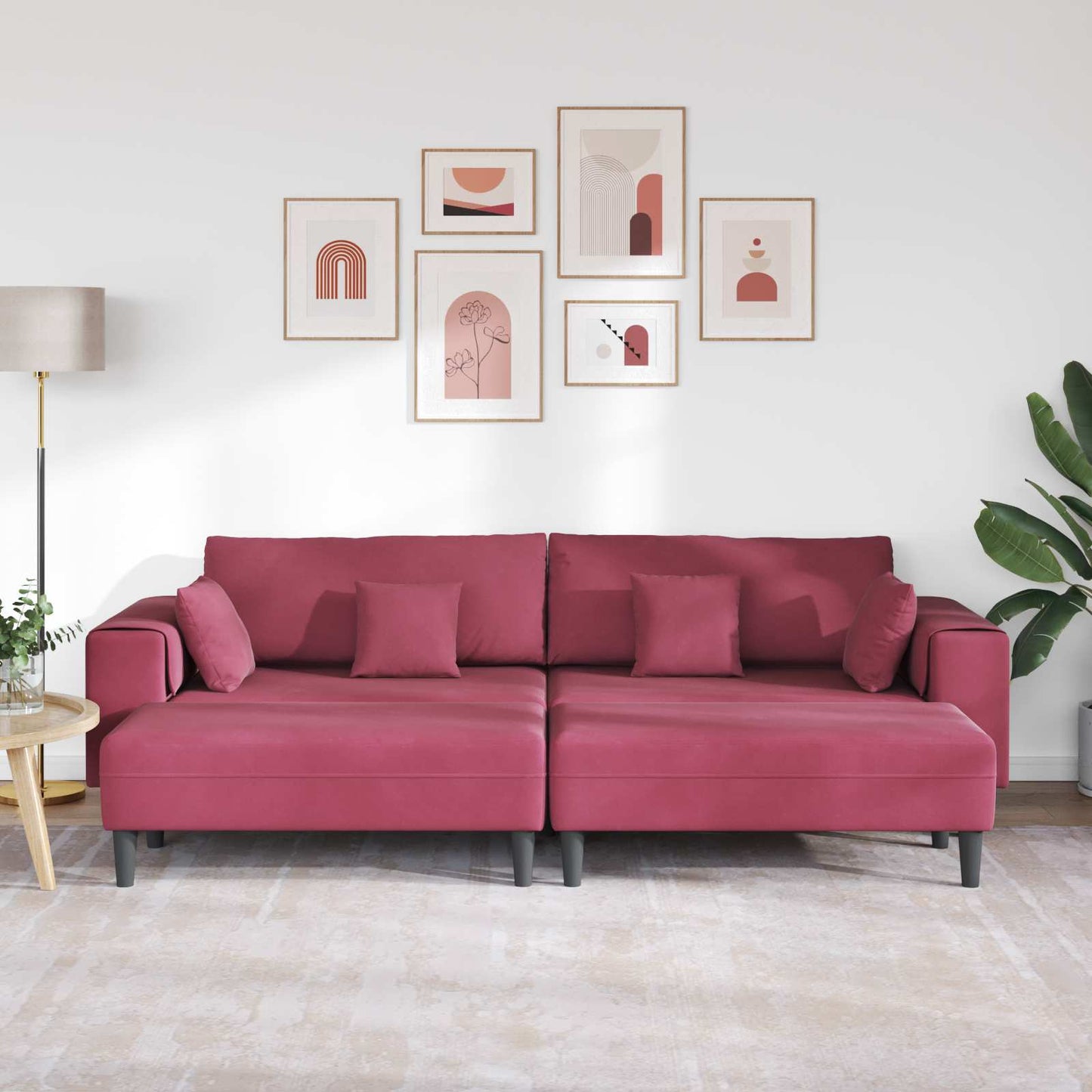 vidaXL Καναπές 3 pcs Κόκκινο 250 x 188 x 76 εκ. Βελούδο