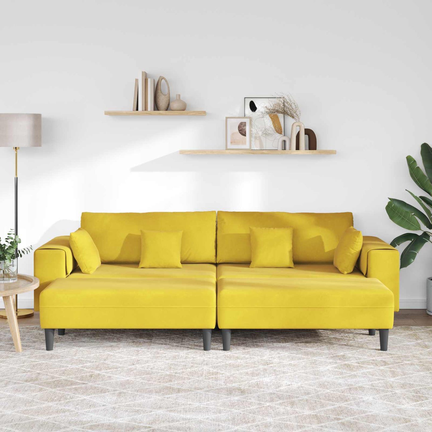 vidaXL Καναπές 3 pcs Κίτρινο 250 x 188 x 76 εκ. Βελούδο