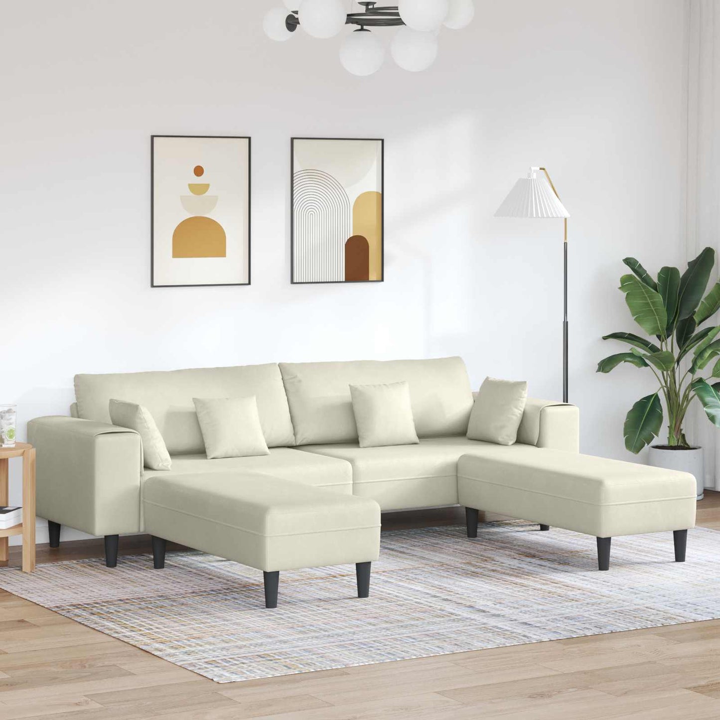 vidaXL Καναπές 3 pcs Κρεμ 250 x 188 x 76 εκ. Βελούδο