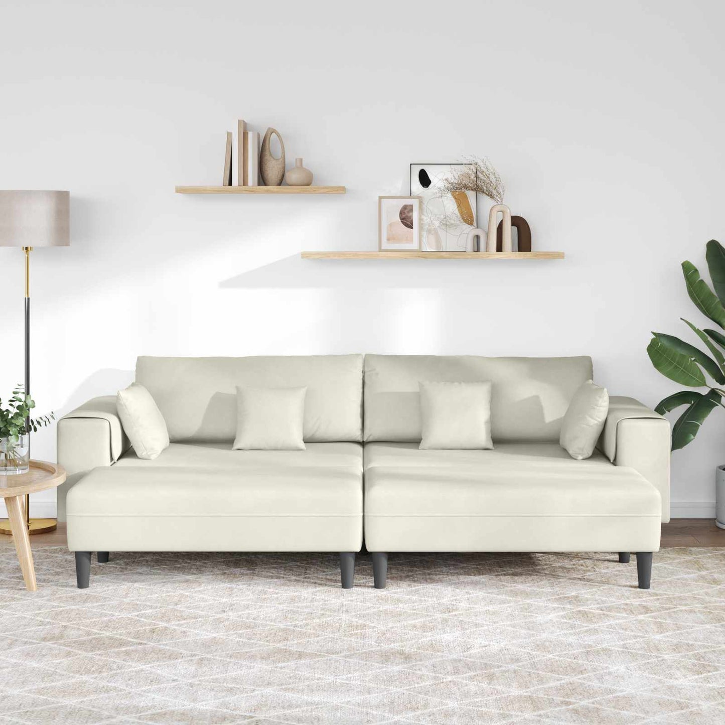 vidaXL Καναπές 3 pcs Κρεμ 250 x 188 x 76 εκ. Βελούδο