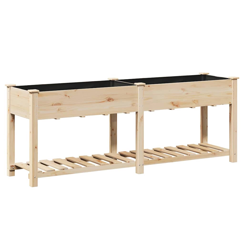 vidaXL Γλάστρα Κήπου Μπεζ 203 x 53 x 76,5 εκ Στερεό Ξύλο Πεύκου