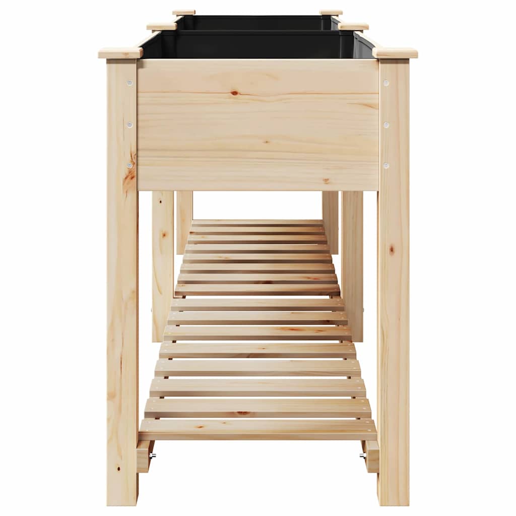 vidaXL Γλάστρα Κήπου Μπεζ 203 x 53 x 76,5 εκ Στερεό Ξύλο Πεύκου