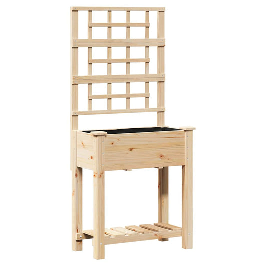 vidaXL Γλάστρα Κήπου με ράφι Μπεζ 71 x 38 x 152 εκ. Στερεό Ξύλο Πεύκου