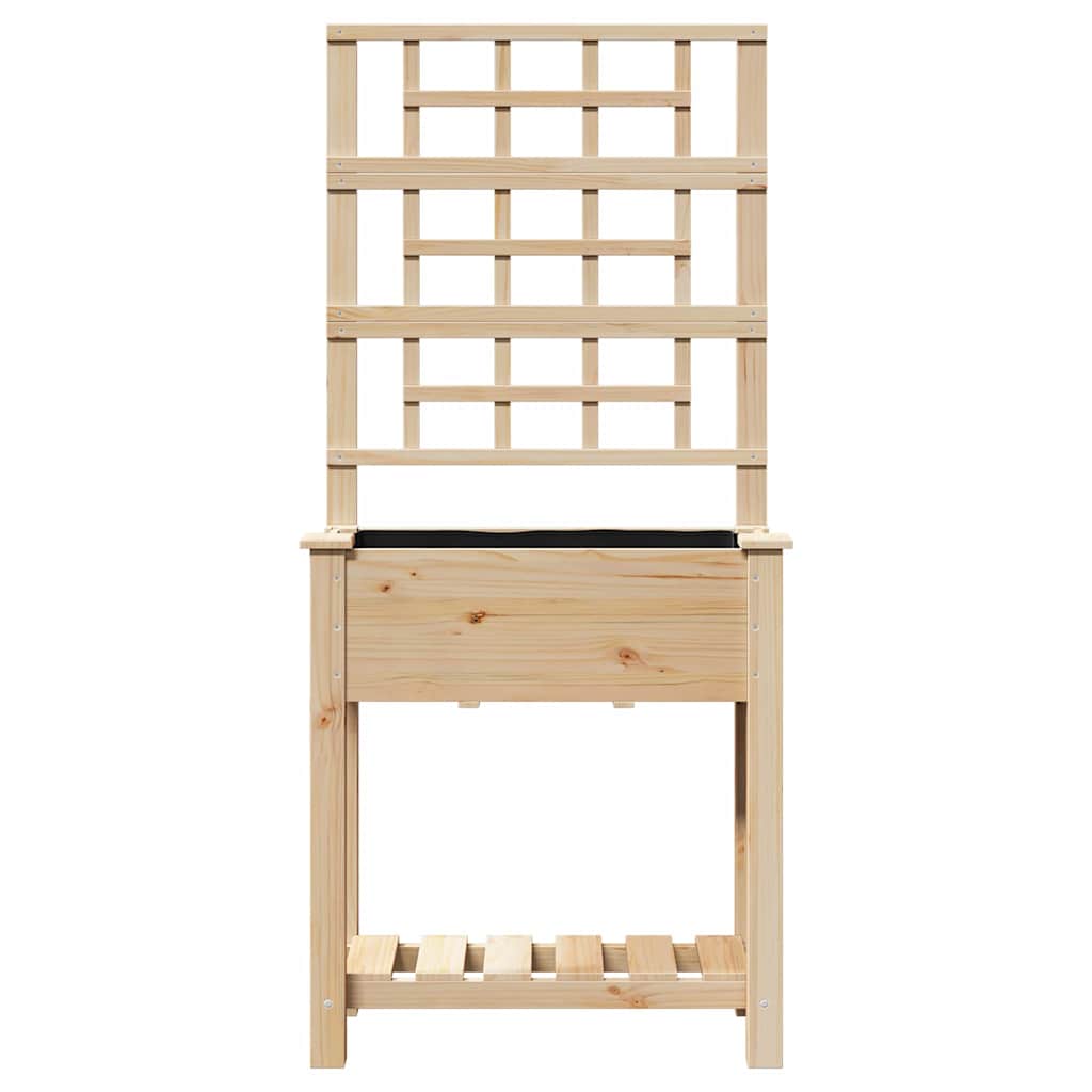 vidaXL Γλάστρα Κήπου με ράφι Μπεζ 71 x 38 x 152 εκ. Στερεό Ξύλο Πεύκου