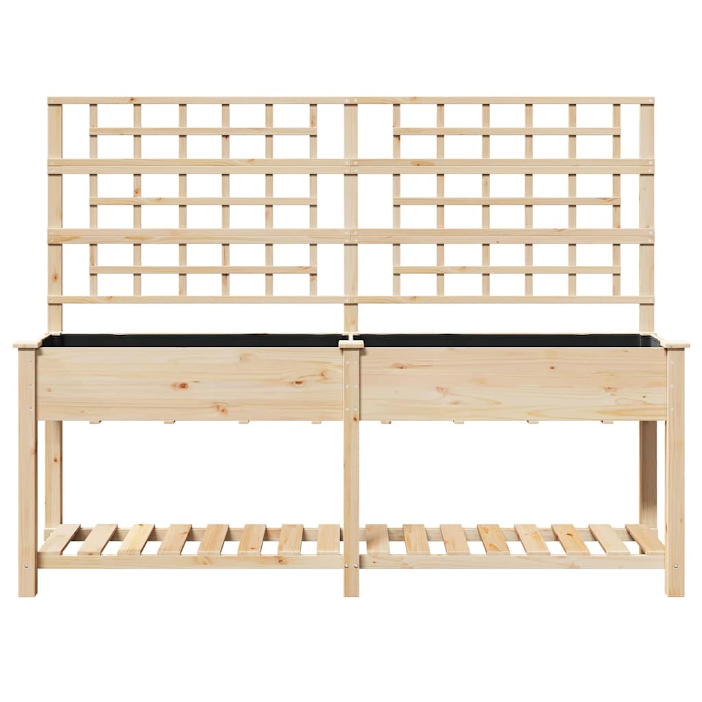 vidaXL Γλάστρα Κήπου Μπεζ 203,5 x 54 x 152,5 εκ. Στερεό Ξύλο Πεύκου