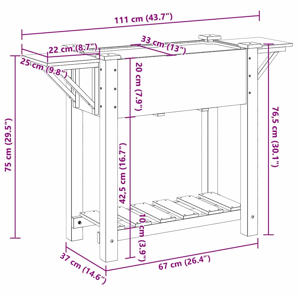 vidaXL Γλάστρα Κήπου Μπεζ 111 x 37 x 76,5 εκ. Στερεό Ξύλο Πεύκου