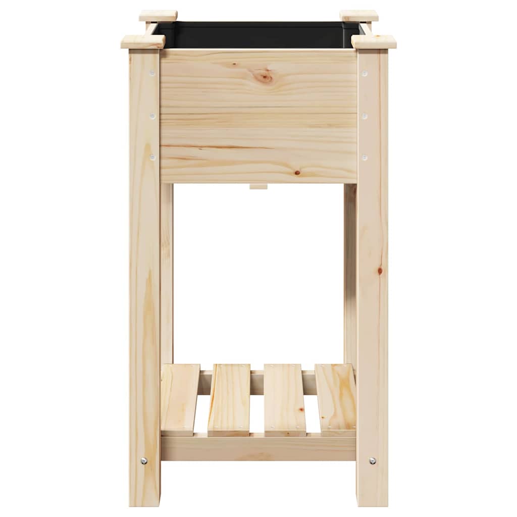 vidaXL Γλάστρα Κήπου με ράφι Μπεζ 45 x 45 x 76,5 εκ Στερεό Ξύλο Πεύκου