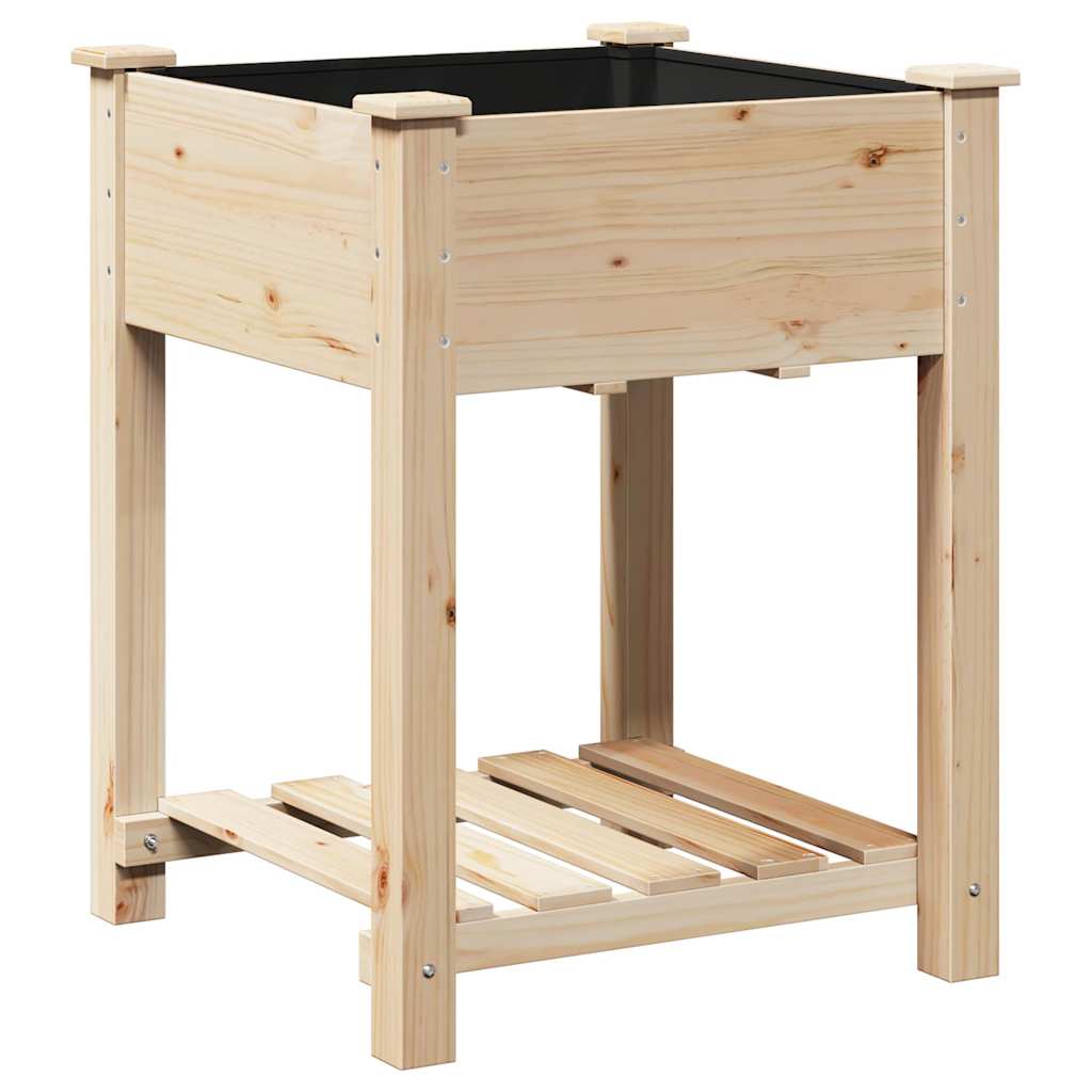 vidaXL Γλάστρα Κήπου Μπεζ 60,5 x 60 x 76,5 εκ Στερεό Ξύλο Πεύκου