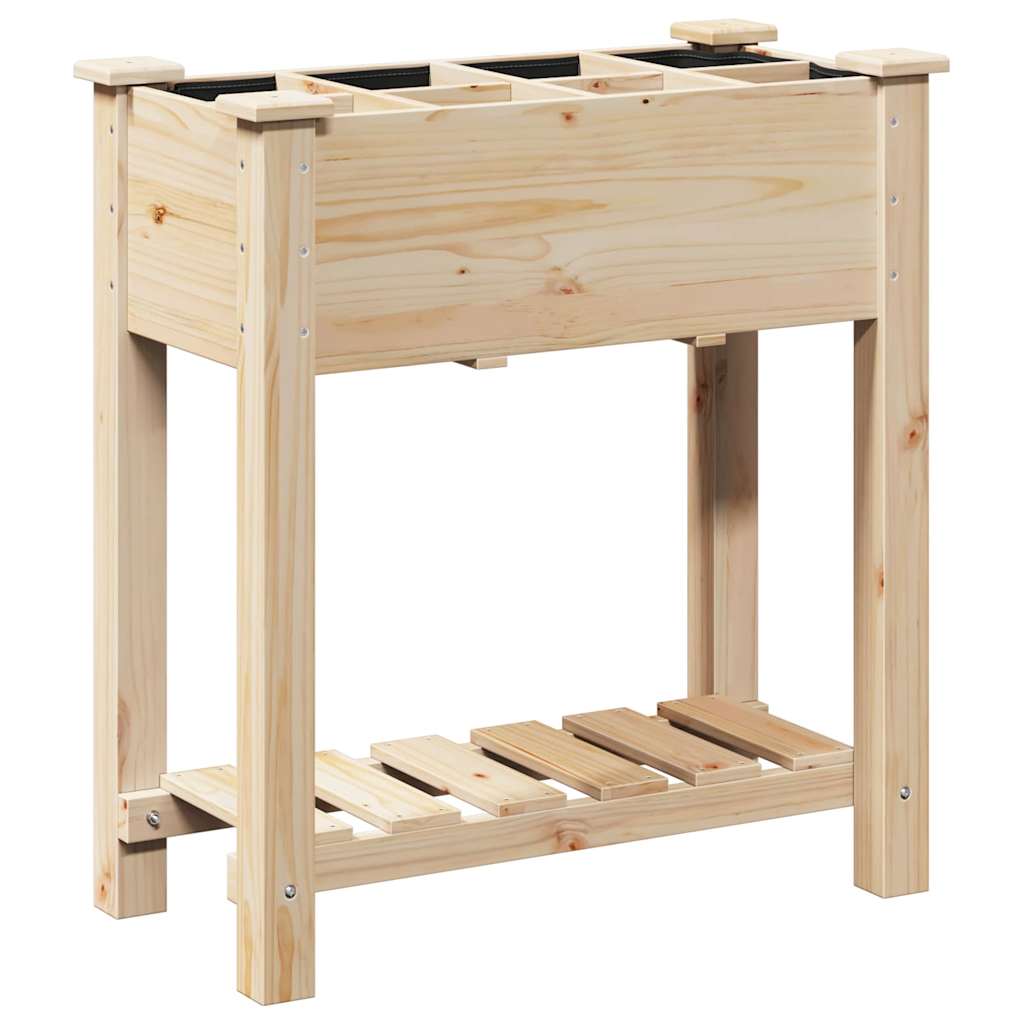 vidaXL Γλάστρα Κήπου με ράφι Μπεζ 71 x 37 x 76,5 εκ Στερεό Ξύλο Πεύκου
