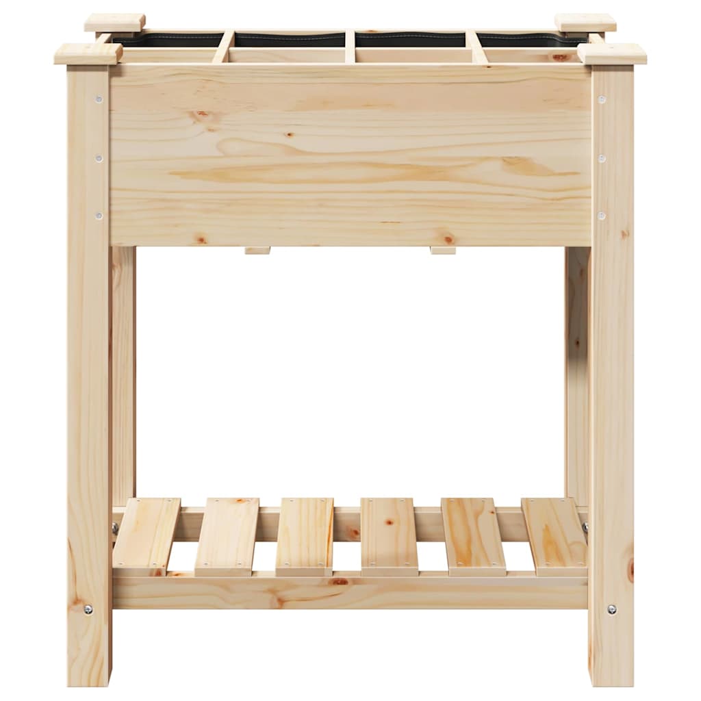 vidaXL Γλάστρα Κήπου με ράφι Μπεζ 71 x 37 x 76,5 εκ Στερεό Ξύλο Πεύκου