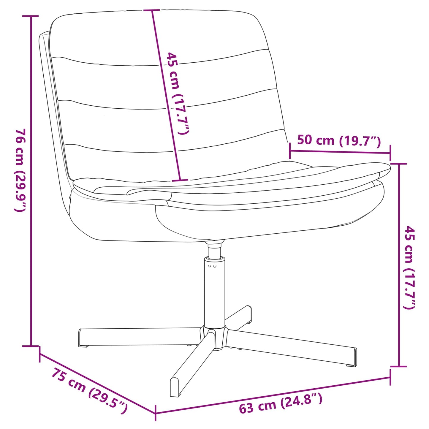 vidaXL Περιστρεφόμενη καρέκλα Κρεμ 63 x 75 x 76 εκ ύφασμα