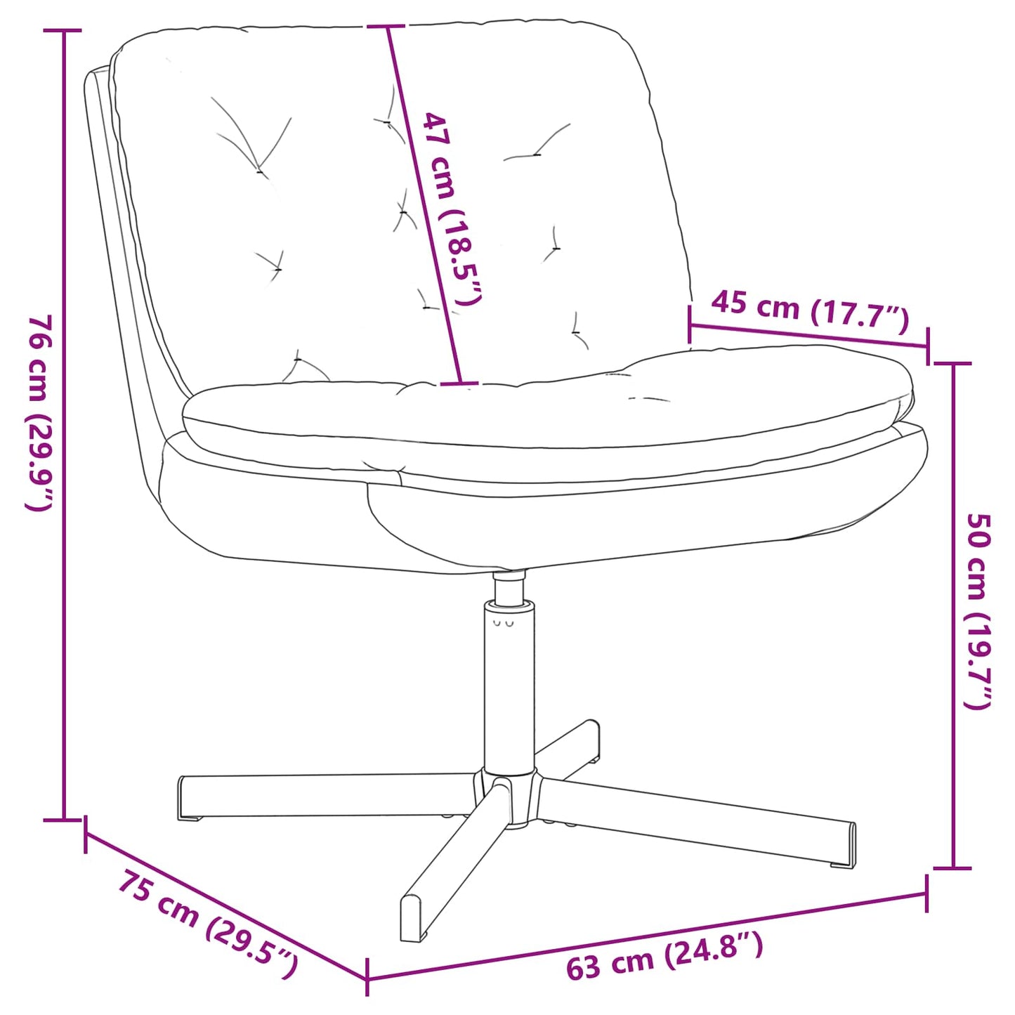 vidaXL Γυριστή Χαλαρωτική Καρέκλα Κρεμ 63 x 75 x 76 εκ Βελούδο