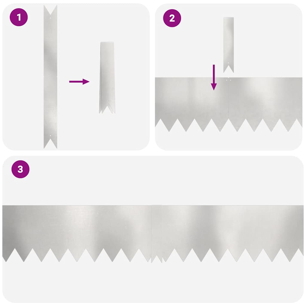 vidaXL Περιγράμματα γκαζόν 50 pcs Ασημί 100 x 0.5 x 20 εκ