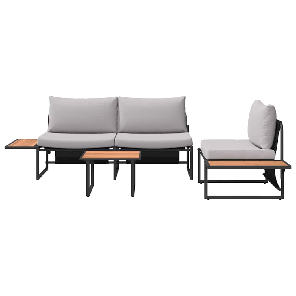 vidaXL Σέτ φαγητού για κήπο 3 pcs Ανοιχτό γκρι Ατσάλι