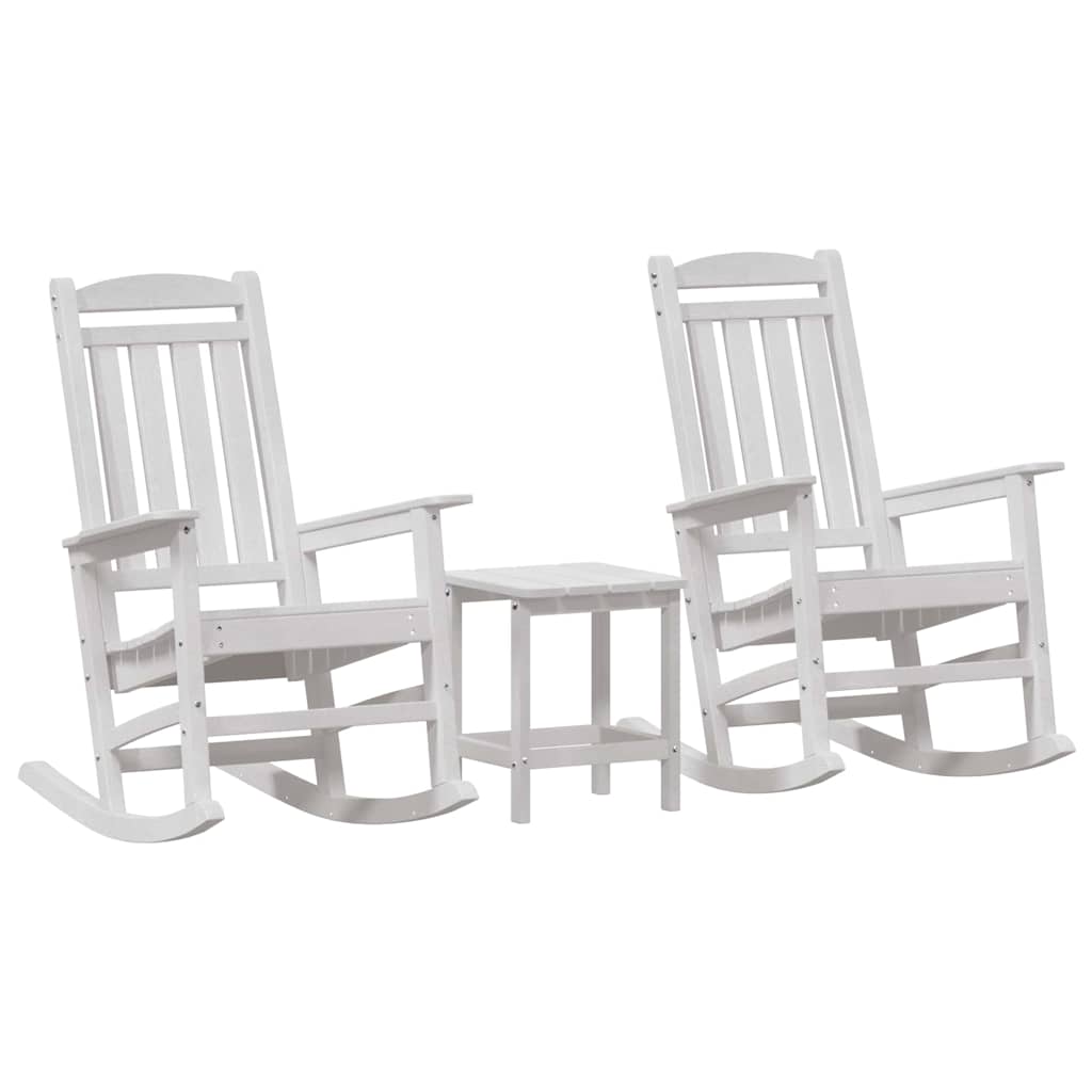 vidaXL Κουνιστή καρέκλα 3 pcs Λευκό Πολυαιθυλένιο