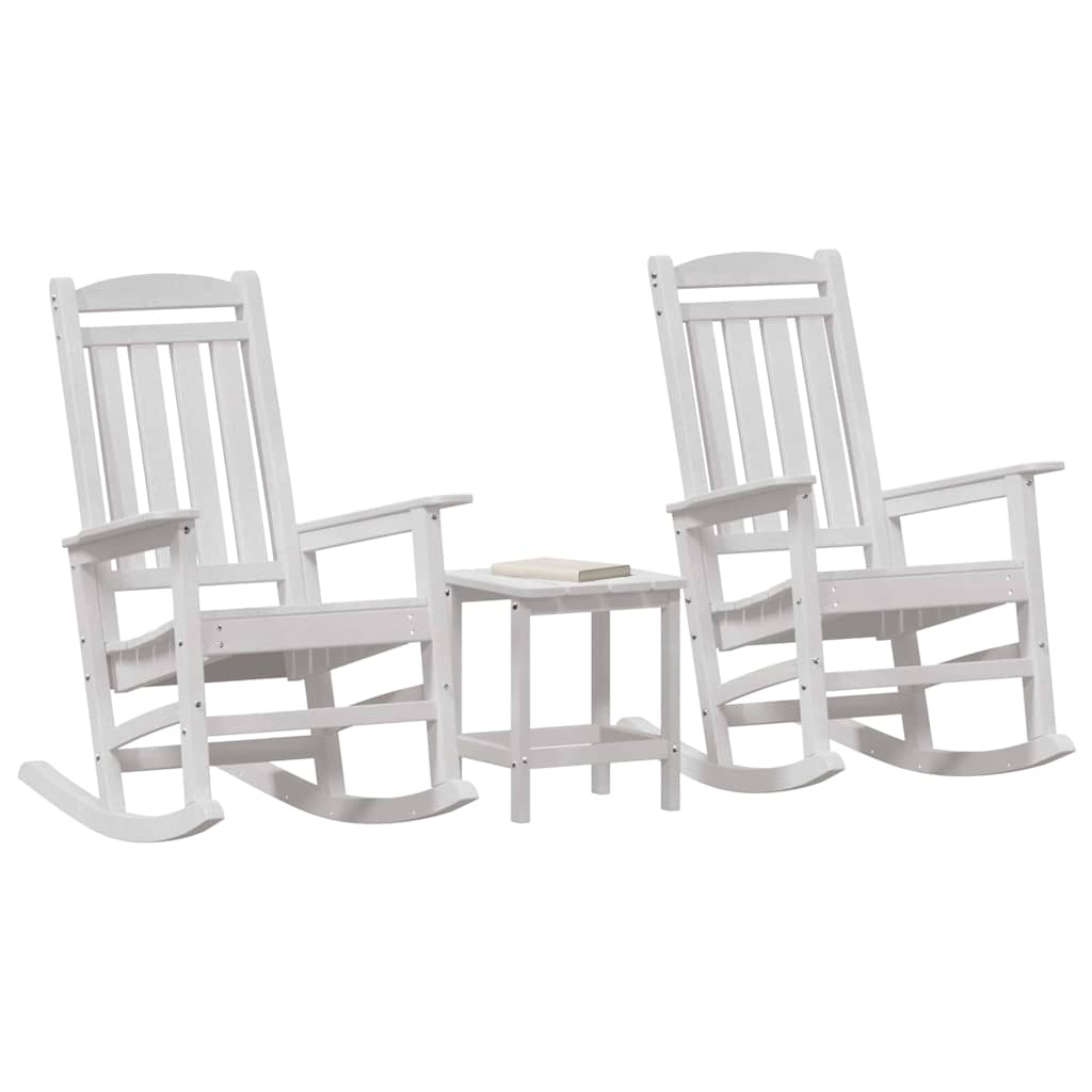 vidaXL Κουνιστή καρέκλα 3 pcs Λευκό Πολυαιθυλένιο