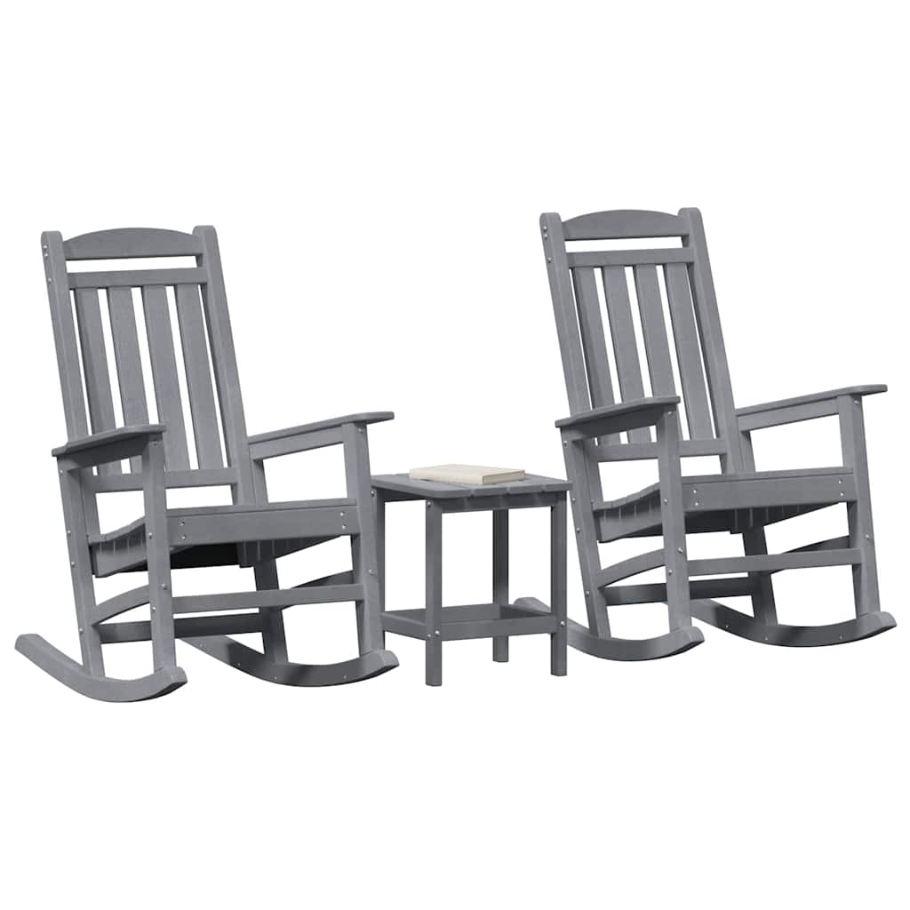 vidaXL Κουνιστή καρέκλα 3 pcs Ανοιχτό γκρι Πολυαιθυλένιο
