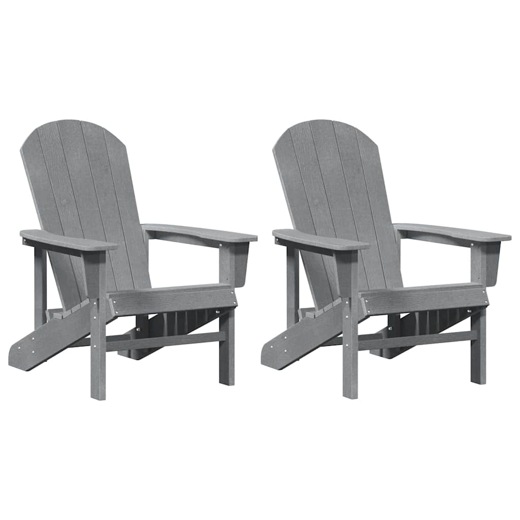 vidaXL Καρέκλες Adirondack 2 τμχ Φωτεινό γκρι 74x82x90 εκ HDPE