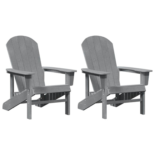 vidaXL Καρέκλες Adirondack 2 τμχ Φωτεινό γκρι 74x82x90 εκ HDPE