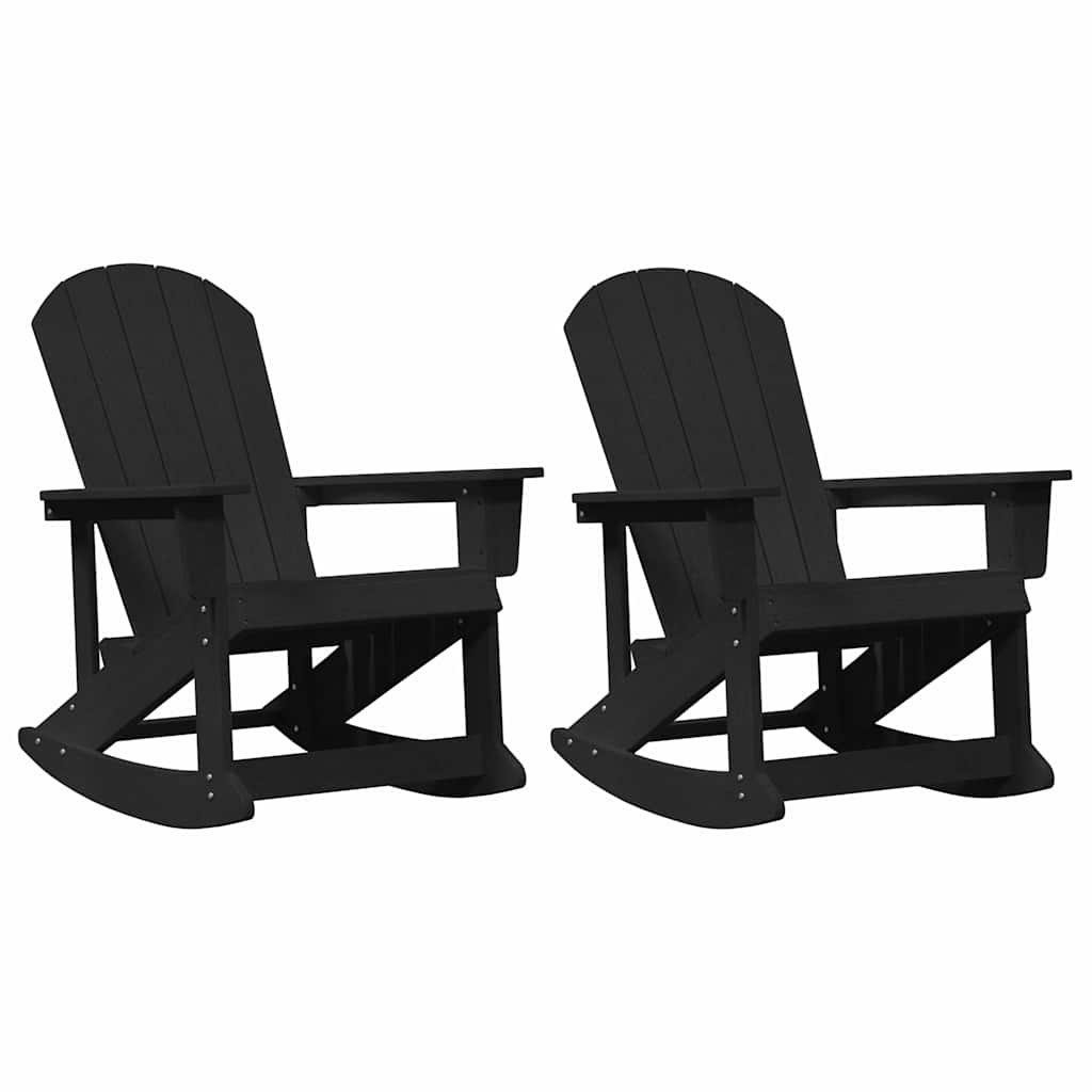 vidaXL Καρέκλες Ροκάντας Adirondack 2 pcs Μαύρο HDPE