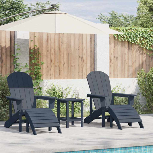 Καρέκλες Adirondack vidaXL 2 τμχ Ναυτικό μπλε HDPE