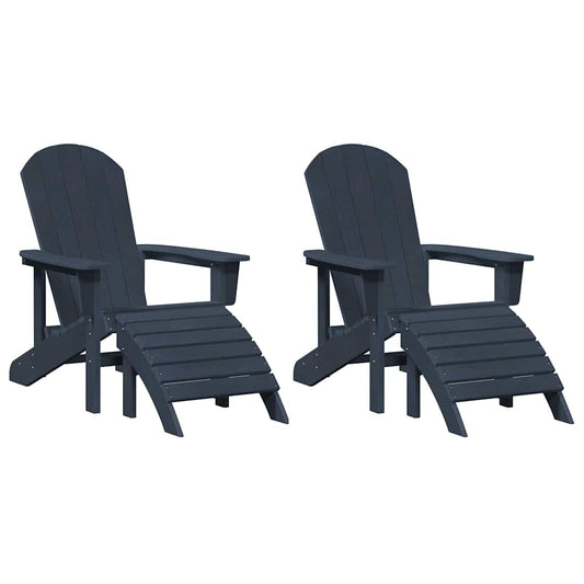 Καρέκλες Adirondack vidaXL 2 τμχ Ναυτικό μπλε HDPE