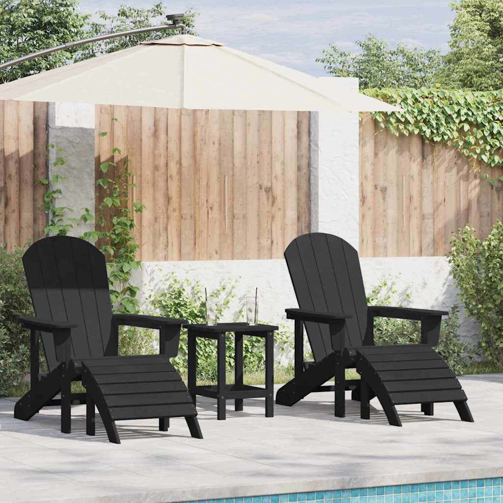 vidaXL Καρέκλες Adirondack με Πόδια 2 τεμ Μαύρο HDPE