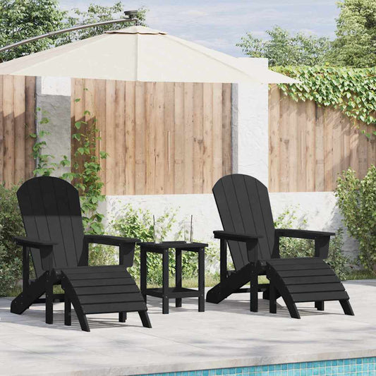 vidaXL Καρέκλες Adirondack με Πόδια 2 τεμ Μαύρο HDPE