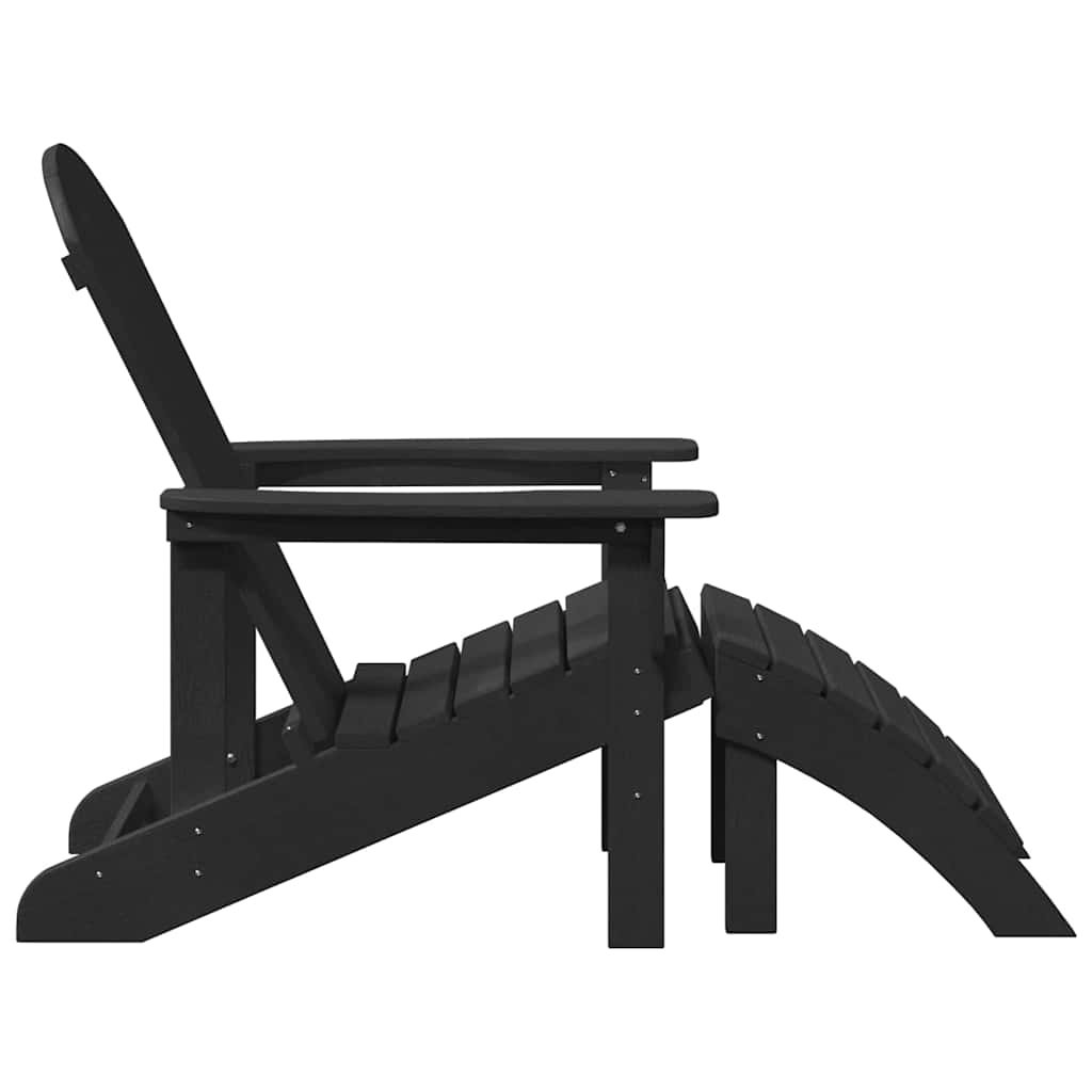 vidaXL Καρέκλες Adirondack με Πόδια 2 τεμ Μαύρο HDPE