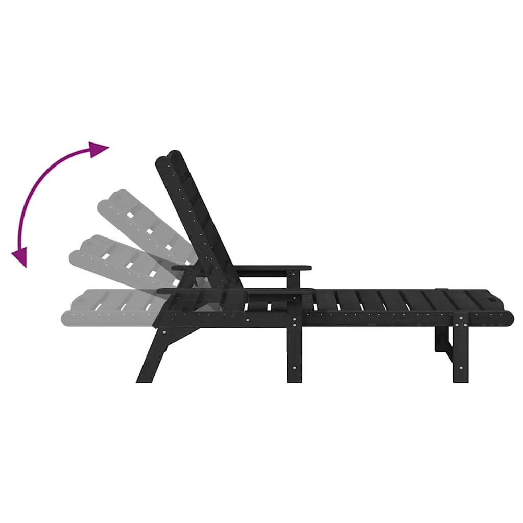 vidaXL Ξαπλώστρες 2 τεμ Μαύρη 162x53x98.5 εκ HDPE