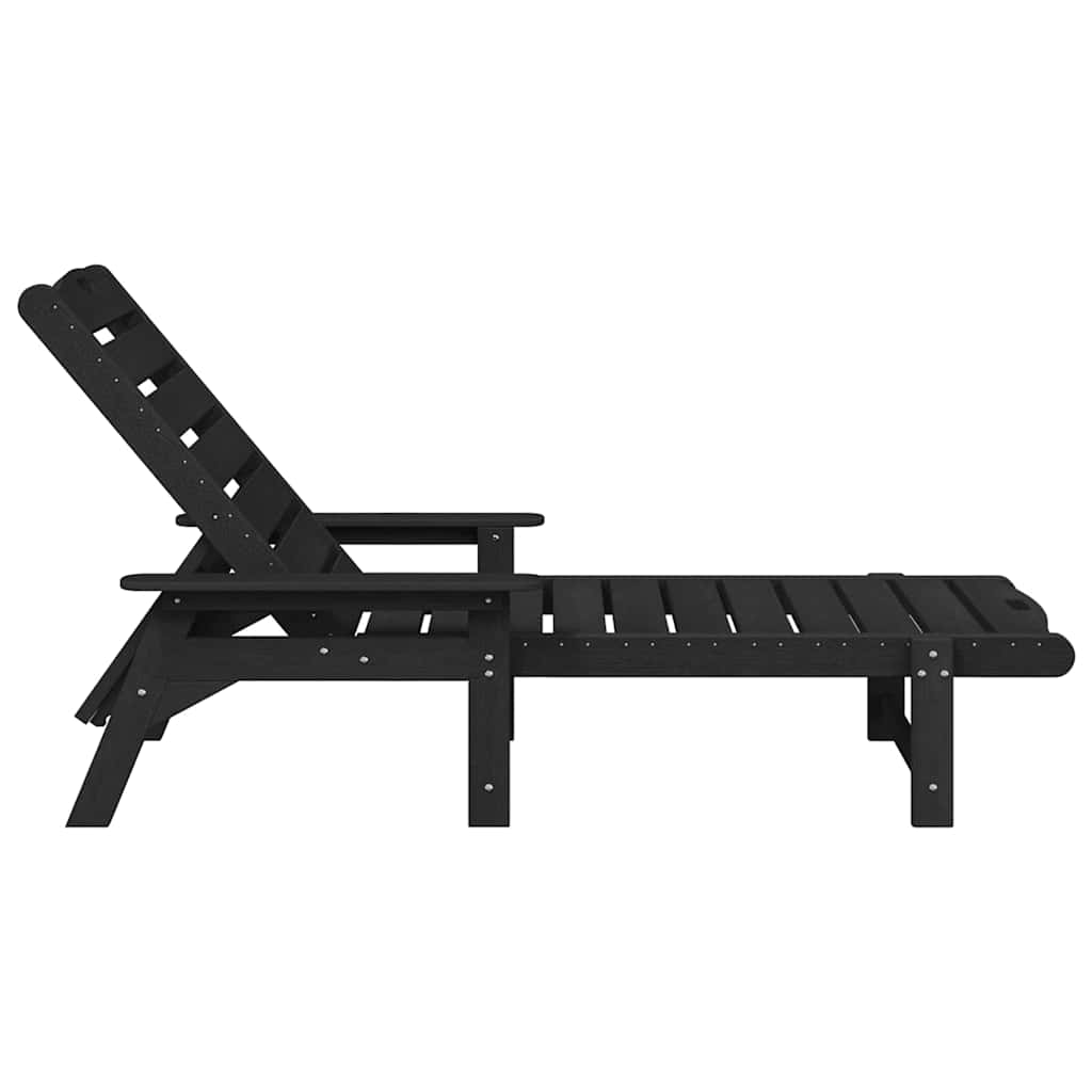 vidaXL Ξαπλώστρες 2 τεμ Μαύρη 162x53x98.5 εκ HDPE