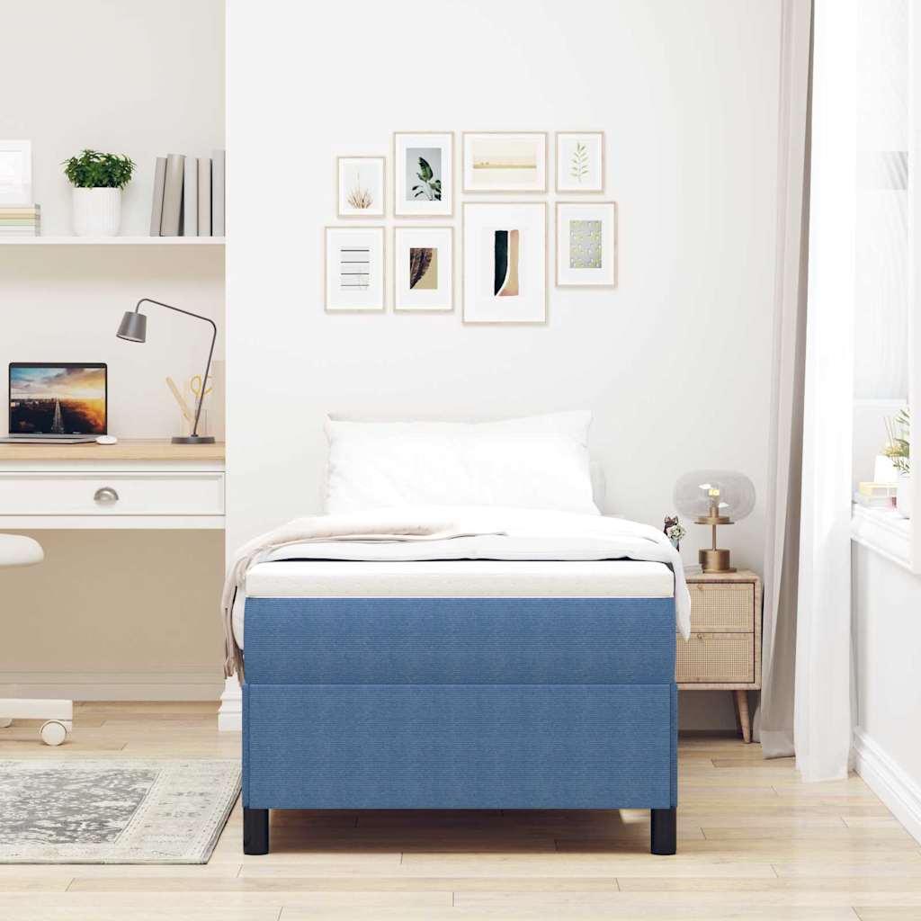vidaXL Κρεβάτι με ελατήρια Μπλε 80 x 200 cm Υφασμάτινο Κορντουρά