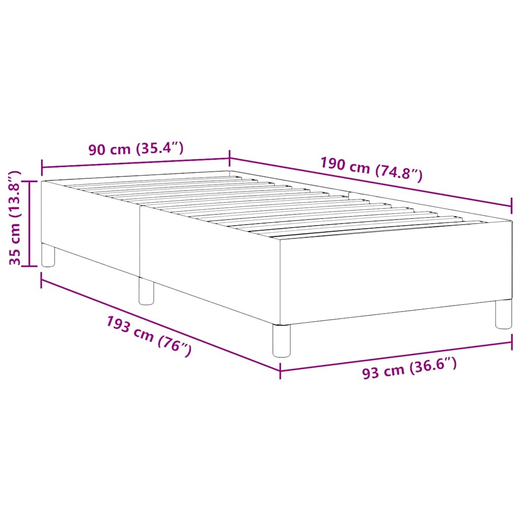 vidaXL Κρεβάτι με ελατήρια Μπλε 90 x 190 cm Υφασμάτινο Κορντουρά