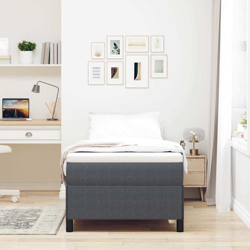 vidaXL Κρεβάτι με ελατήρια Σκούρο Γκρι 90 x 200 cm