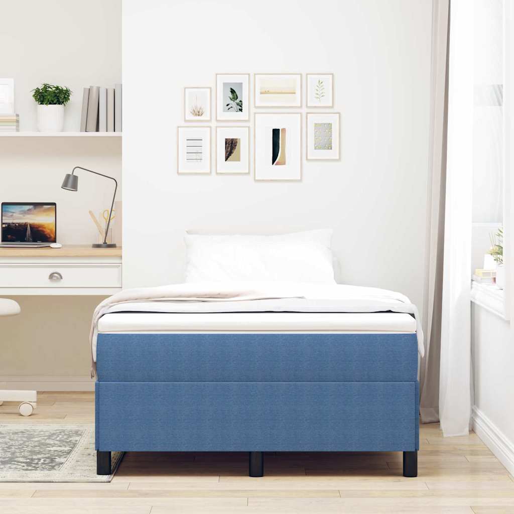 vidaXL Κρεβάτι με ελατήρια Μπλε 120 x 200 cm Υφασμάτινο Κορντουρά