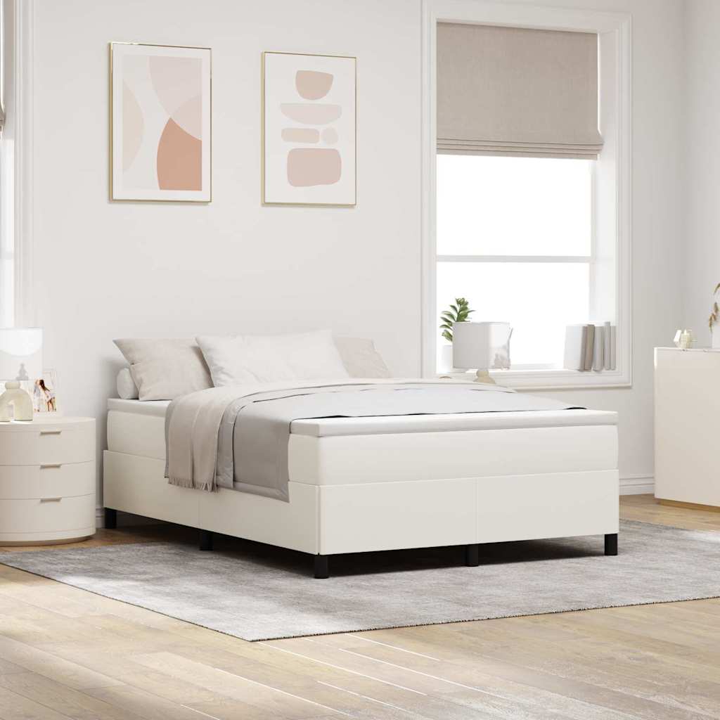 vidaXL Κρεβάτι με ελατήρια Κρεμ 140 x 200 cm Υφασμάτινο Κορντουρά