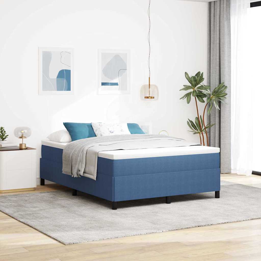 vidaXL Κρεβάτι με ελατήρια Μπλε 140 x 200 cm Υφασμάτινο Κορντουρά