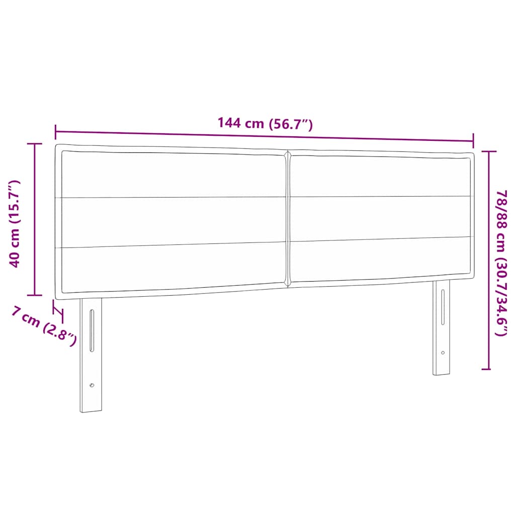 vidaXL Κεφαλάρι με κεφαλάρι Σκούρο Γκρι 144 cm Τεχνητό Δέρμα