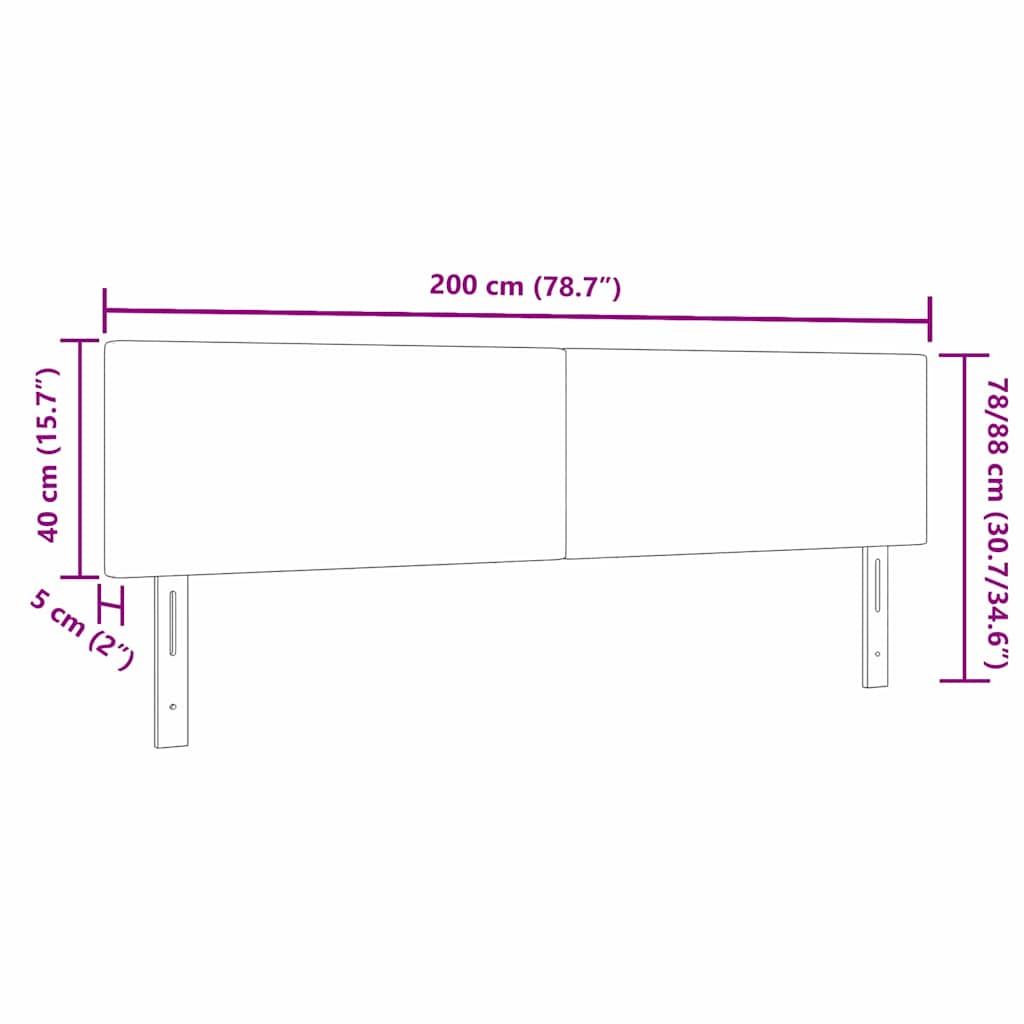 vidaXL Κεφαλάρι με κεφαλάρι Σκούρο Γκρι 200 cm Τεχνητό Δέρμα