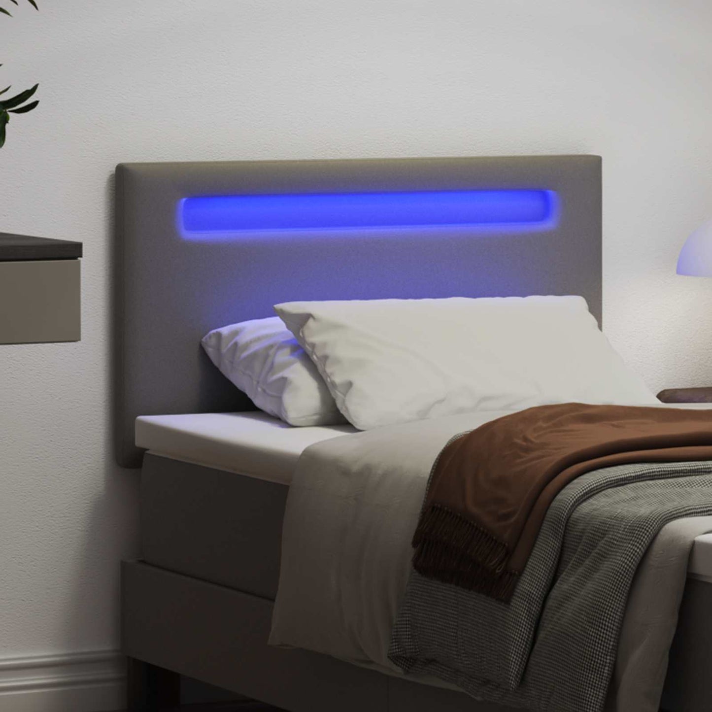 vidaXL LED κεφαλάρι Γκρι 90 cm Τεχνητό Δέρμα