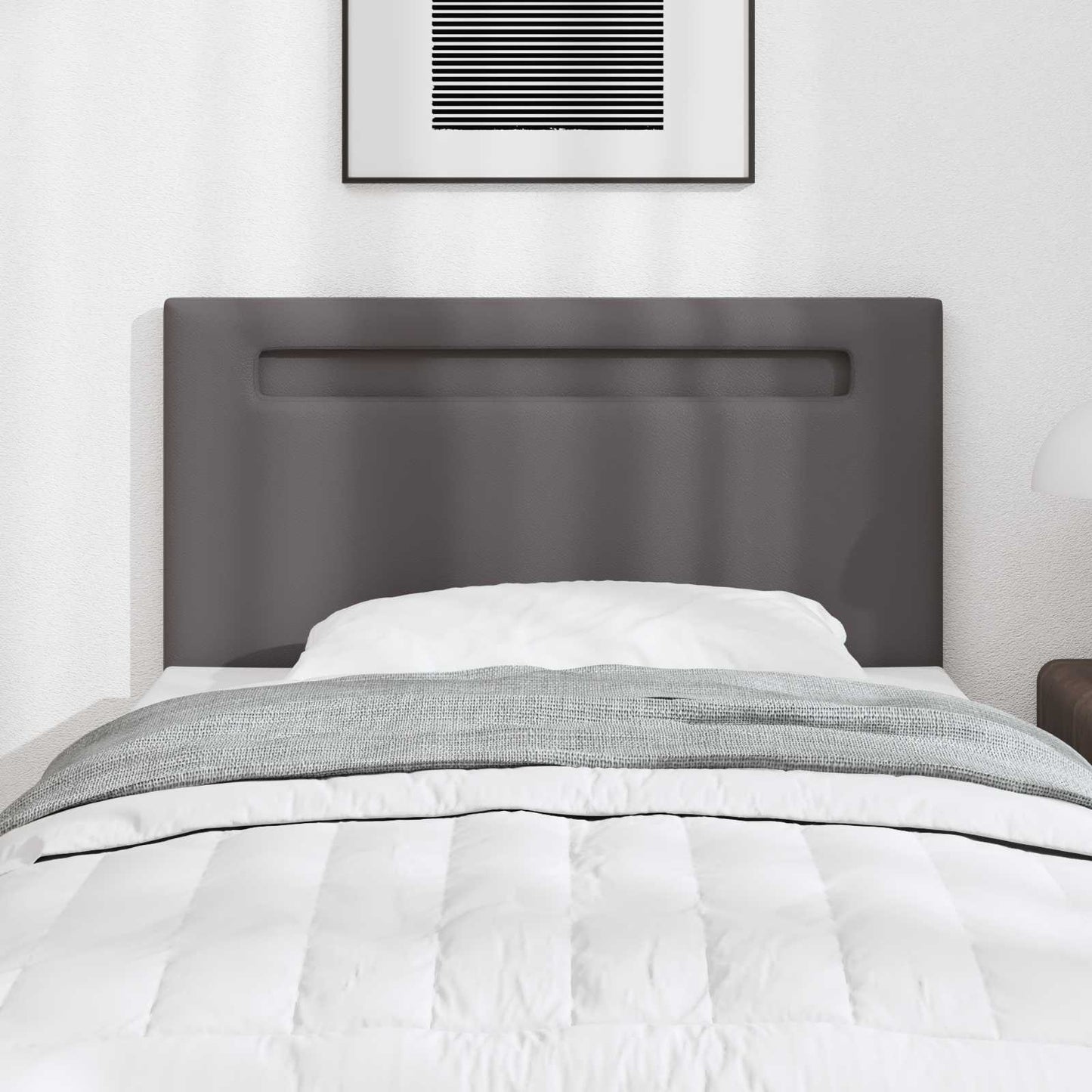 vidaXL LED κεφαλάρι Γκρι 90 cm Τεχνητό Δέρμα