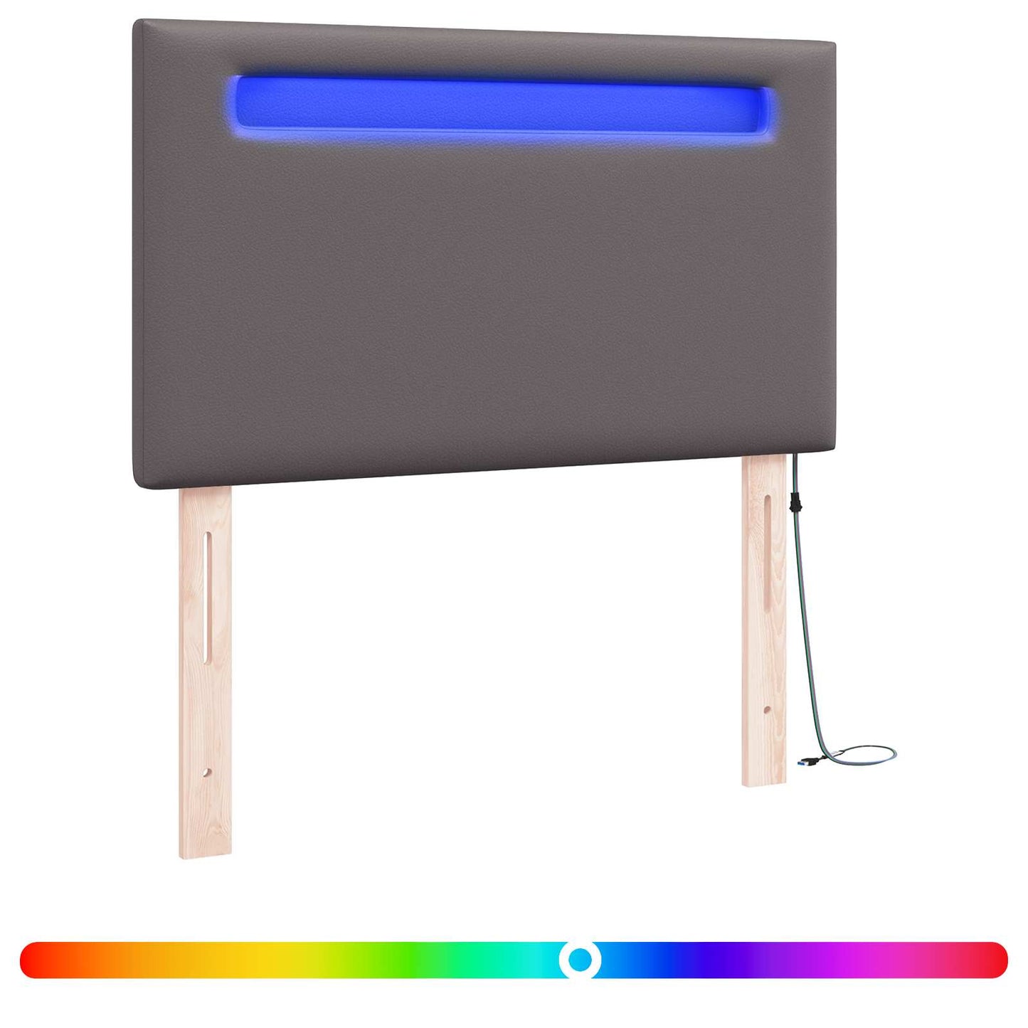 vidaXL LED κεφαλάρι Γκρι 90 cm Τεχνητό Δέρμα