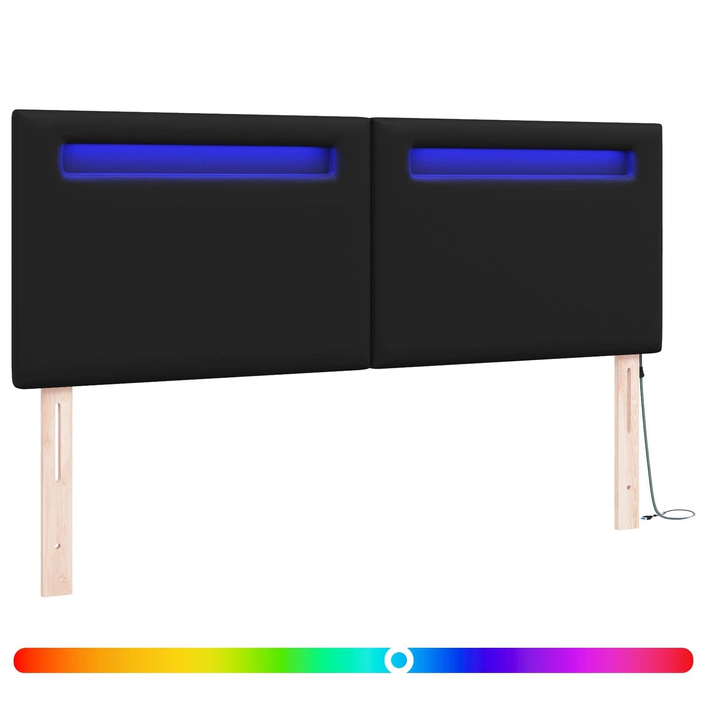 vidaXL LED κεφαλάρι Μαύρο 144 cm Τεχνητό Δέρμα