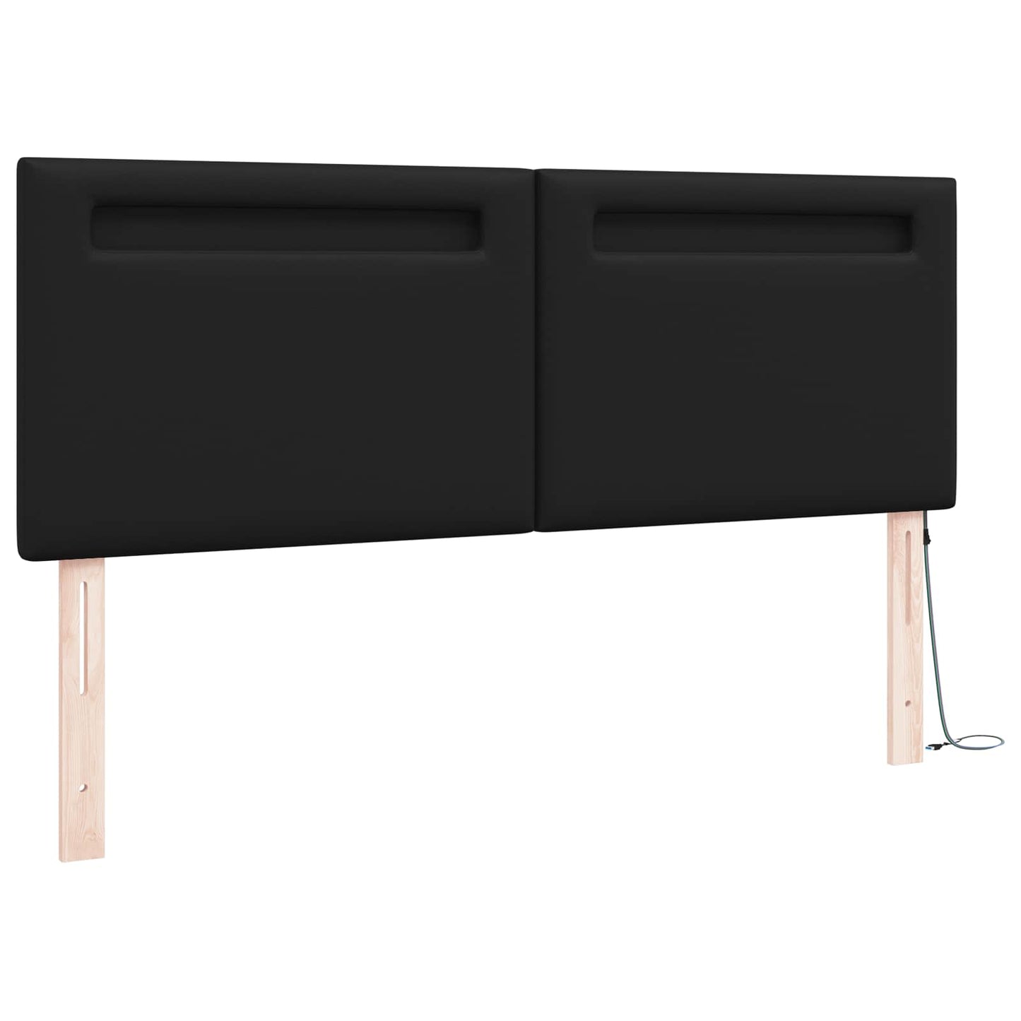 vidaXL LED κεφαλάρι Μαύρο 144 cm Τεχνητό Δέρμα