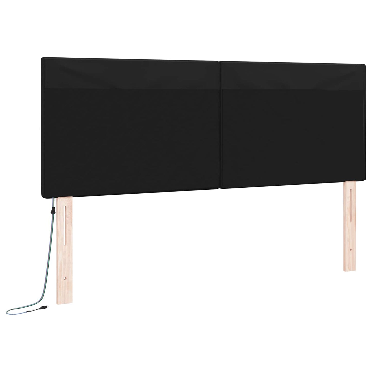 vidaXL LED κεφαλάρι Μαύρο 144 cm Τεχνητό Δέρμα