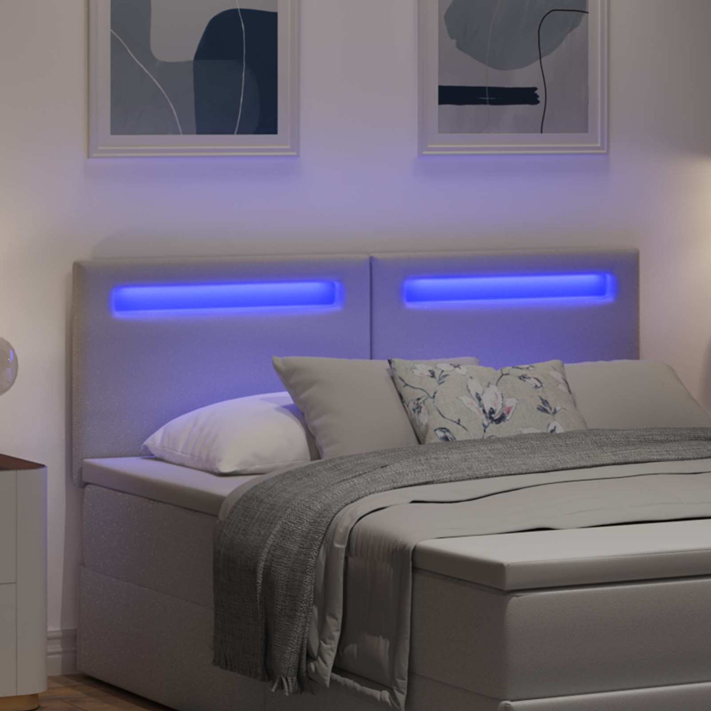 vidaXL LED κεφαλάρι Λευκό 160 cm Τεχνητό Δέρμα