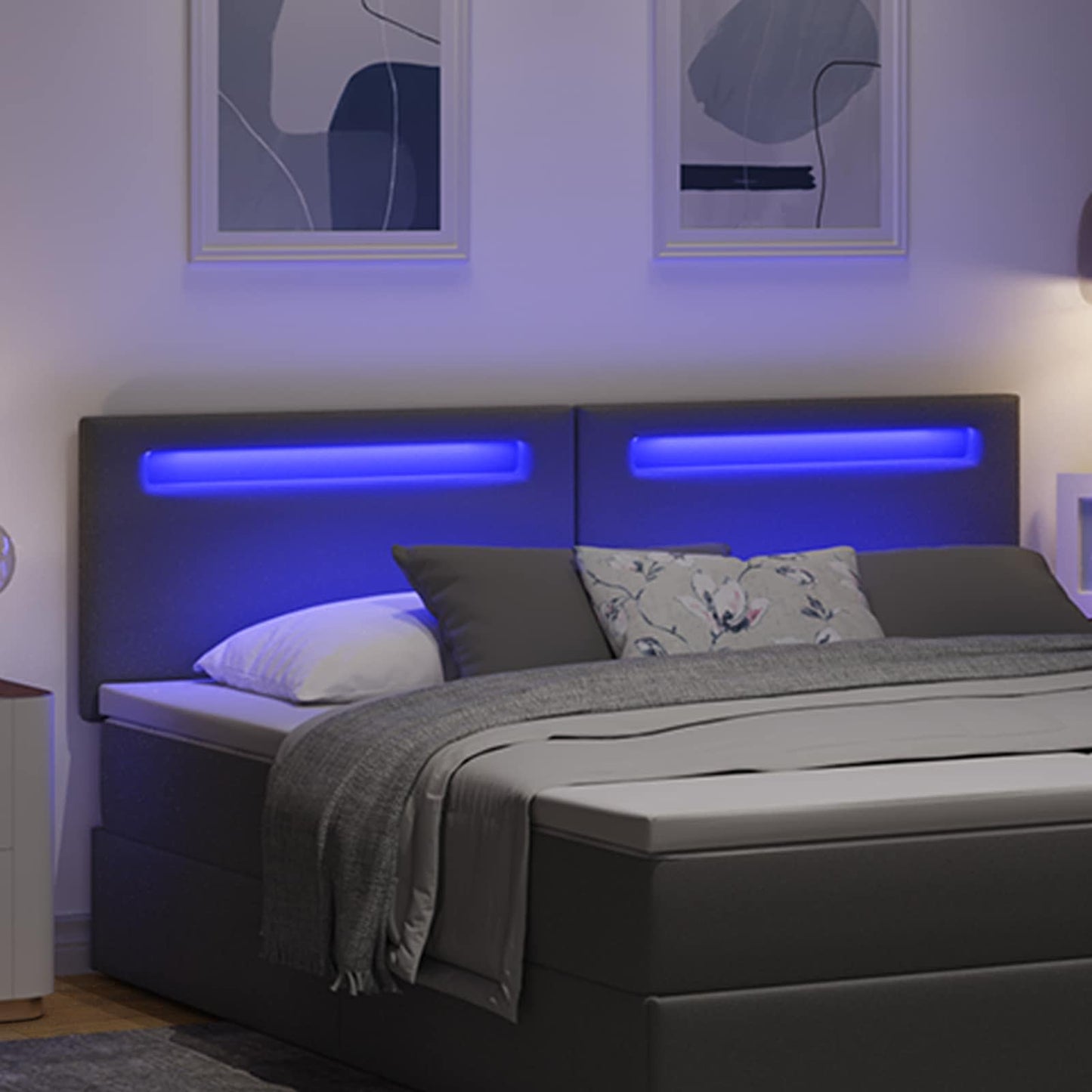 vidaXL LED κεφαλάρι Γκρι 180 cm Τεχνητό Δέρμα